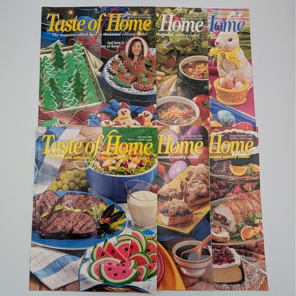 Taste of Home Magazine 2003 Full Year Lot 6 Issues Recipes Cooking Vintage Decor